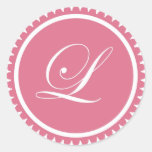 Initial L princess pink monogram seal party favour Sticker
