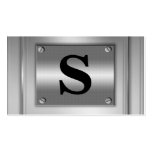 Initial Letter Silver Metal Look Business Cards