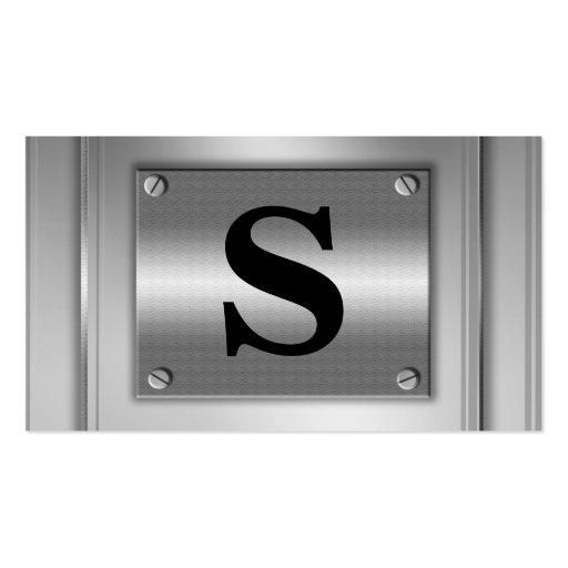 Initial Letter Silver Metal Look Business Cards