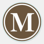 Initial M monogram circle letter seal party favour Stickers