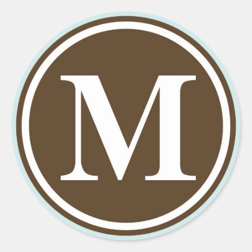 Initial M monogram circle letter seal party favour Stickers