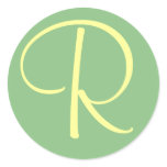 Initial Monogram R Green Cream Sti... - Customized stickers