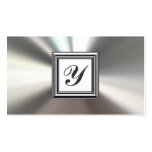 Initial Monogram Silver Metal Business Cards