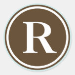 Initial R monogram circle letter seal party favour Round Sticker
