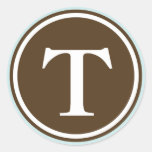 Initial T monogram circle letter seal party favour Sticker