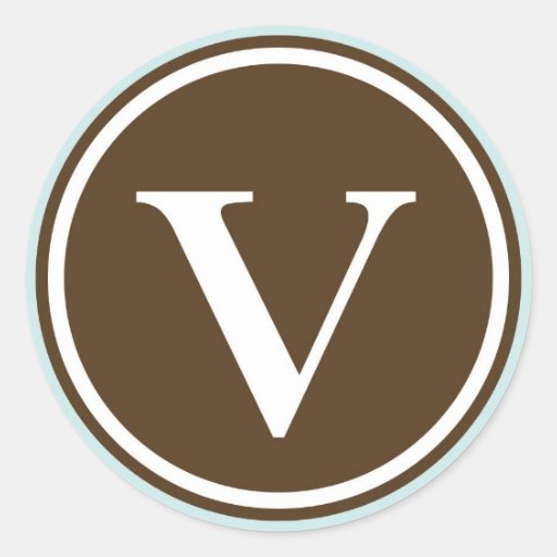 Initial V monogram circle letter seal party favour Stickers