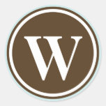 Initial W monogram circle letter seal party favour Sticker