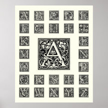 Initiale décorative de bois de graveur de gravure  posters