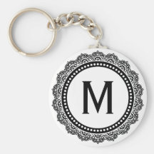 Initiale noire et blanche de coutume de médaillon porte-clés