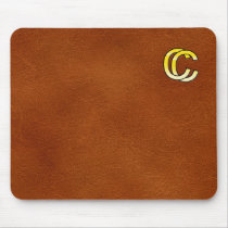 initiales  C et C en or sur fond de cuir Tapis De Souris