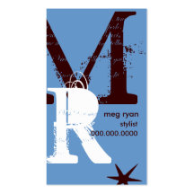 Initials Blue Vertical Business Card Template