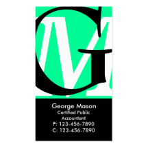 Initials Business Card/ Green