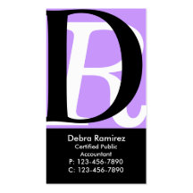 Initials Business Card/ Purple