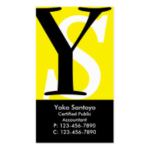 Initials Business Card/ Yellow