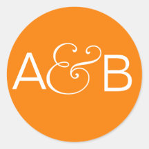 INITIALS STICKER SEAL ORANGE WHITE