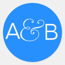 INITIALS STICKER SEAL TURQUOISE WHITE
