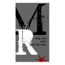 Initials Vertical Grey Regular Size Business Card
