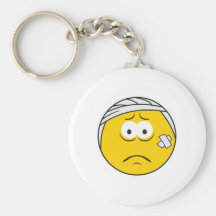 Injured Boo boo Smiley Face Keychain