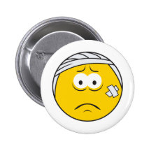 Injured Boo boo Smiley Face Pinback Buttons