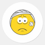 Injured Boo boo Smiley Face Round Sticker