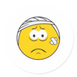 Injured Boo boo Smiley Face Round Sticker