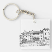 Ink building drawing acrylic keychain