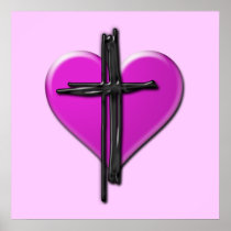 Ink Heart & Cross Poster