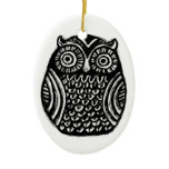 inky owl ornament.. halloween christmas custom
