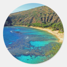 Inland, Hanauma Bay 4, Honolulu, Oahu Round Stickers