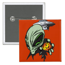 Inner Earth Aliens Pinback Button