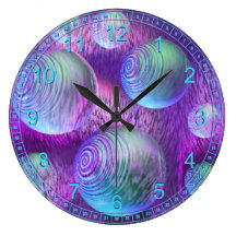 Inner Flow II - Abstract Indigo & Lavender Galaxy Wall Clocks
