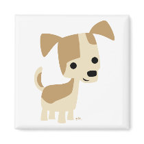 Inquisitive little dog cartoon magnet