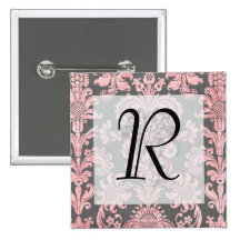 inricate vintage pink damask on deep grey