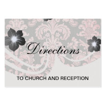 inricate vintage pink damask on deep grey business cards