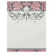 inricate vintage pink damask on deep grey personalized flyer