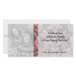 inricate vintage pink damask on deep grey custom photo card