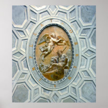 Inscrit latin, ange et Dieu de plafond romain Affiches