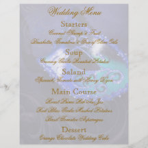 Insecte bleu de menu de mariage de boule de mascar tract personnalisé