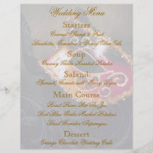 Insecte de menu de mariage de boule de mascarade d tract customisé