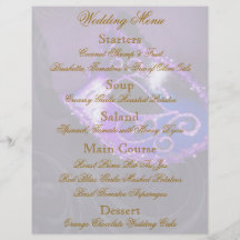 Insecte pourpre de menu de mariage de boule de mas prospectus personnalisés