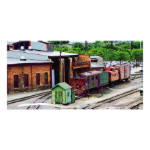 Inside the Train Yard Custom Photo Card