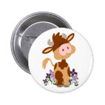 Insigne de mastication mignon de bouton de vache à boutons publicitaires