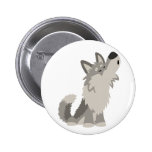 Insigne mignon de bouton de loup de bande dessinée boutons publicitaires