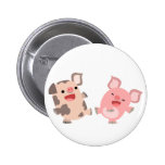Insigne mignon de bouton de porcs de bande dessiné