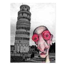 Insomniac Visits "The Leaning Tower of Pisa" Post Card