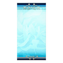 Inspiring Aqua Blue floral gift Photo Card