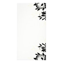 Inspiring black floral on light yellow customized photo card