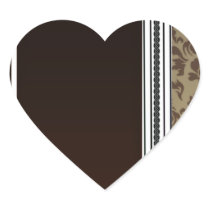 Inspiring Brown Damask Pattern Heart Sticker