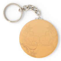 Inspiring brown floral on orange background key chain