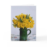 Inspiring Daffodils in green vase Greeting Card